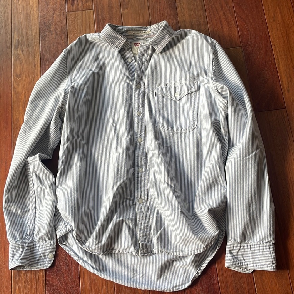 Levi’s Cotton Chambray Blue-striped Oxford